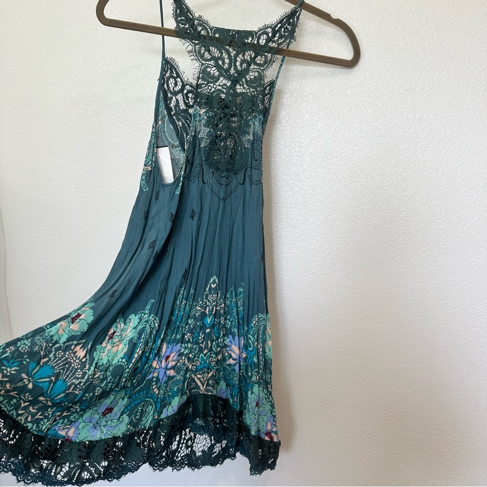Free People Deep Green Floral Intimate Dress